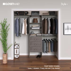 Style+ 73.1 in W - 121.1 in W Coastal Teak Shaker Style Basic Plus Wood Closet System Kit