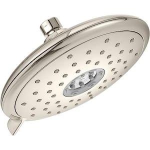 Adjustable Shower Head 4-Spray Patterns with 2.5 GPM 7 in. Wall Mount Rain Fixed Shower Head in Polished Nickel