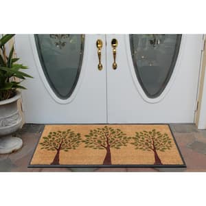 A1HC Hand-Crafted Green/Beige 24 in. x 48 in. Rubber Coir Perfect & More Functional Double/Single Doormat