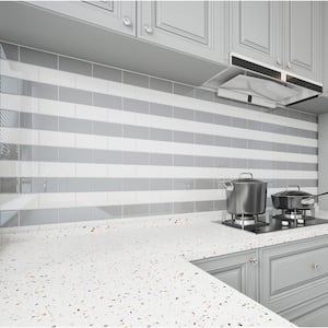 True Gray 3 in. x 6 in. x 8 mm Glass Subway Tile (5 sq. ft./case)