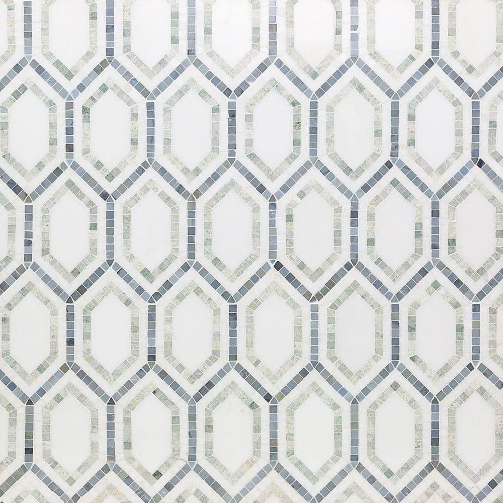 Infinite Thassos 9.5 in. x 11.5 in. Polished Marble Floor and Wall Mosaic Tile (0.76 sq. ft./Each) price history on PriceWatchPro