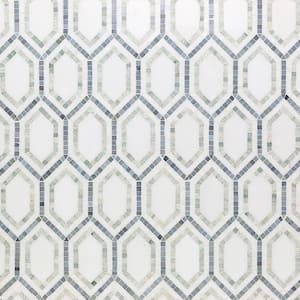 Infinite Thassos 9.5 in. x 11.5 in. Polished Marble Floor and Wall Mosaic Tile (0.76 sq. ft./Each)