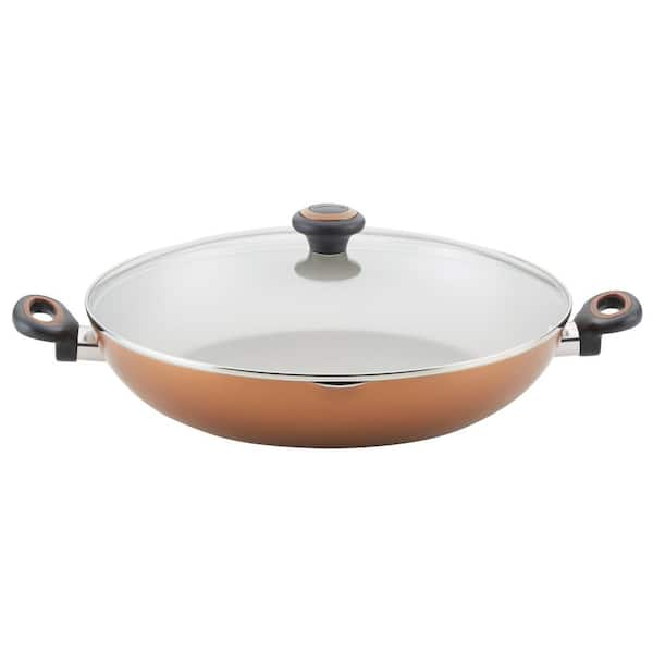 Farberware 14 in. Dishwasher Safe High Performance- Aluminum Nonstick Skillet in Copper with Lid-1, Brown