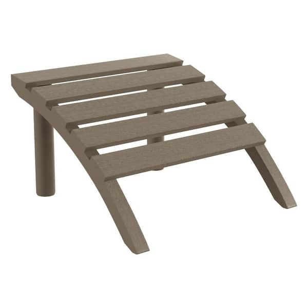 Coastline Weathered Wood All Weather Poly Plastic Outdoor Patio Adirondack Ottoman