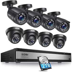 16-Channel 1080p 2TB DVR Security Camera System with 8 Wired Bullet Cameras