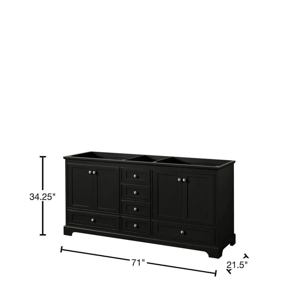Deborah 71" Dark Espresso Double Bathroom Vanity with Polished Chrome Trim