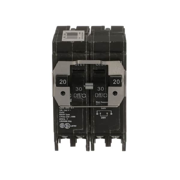BR 1-20 Amp 2 Pole and 1-30 Amp 2 Pole BQ (Independent Trip) Quad Circuit Breaker