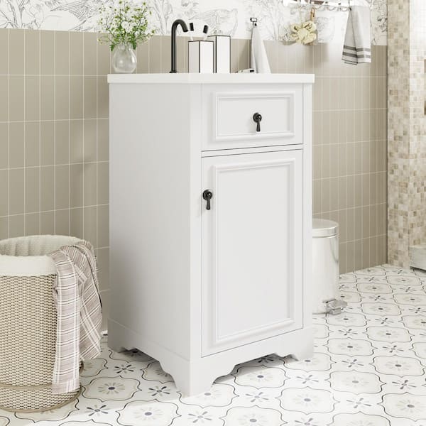 Nestfair 20 in. W x 18 in. D x 34 in. H Freestanding Bath Vanity in White with White Ceramic Top