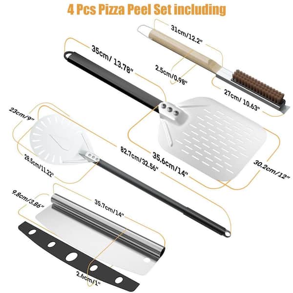 LAIFUCAM Silver Pizza Peel Set Home Pizza Oven Accessories Kit
