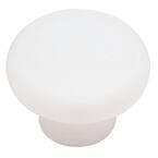1-3/8 in. (35mm) White Plastic Round Cabinet Knob