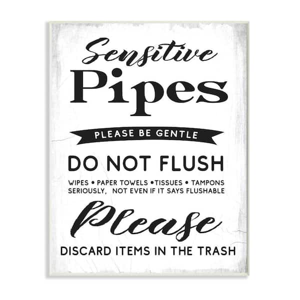 Sensitive Toilet Pipes Sign Flushing Restriction By Daphne Polselli Unframed Print Abstract Wall Art 10 in. x 15 in.