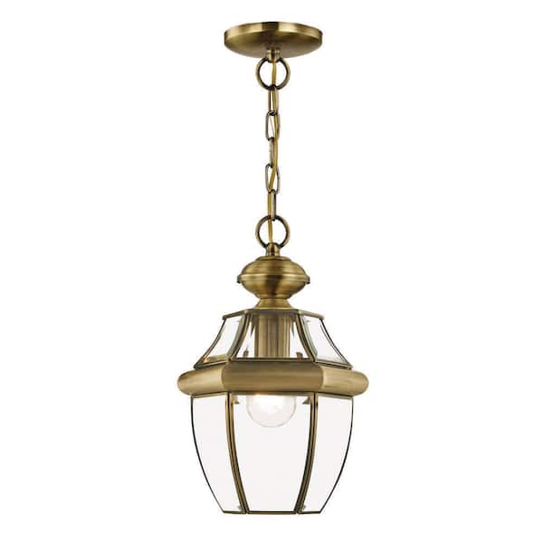 Livex Lighting Monterey 1 Light Antique Brass Outdoor Pendant Lantern
