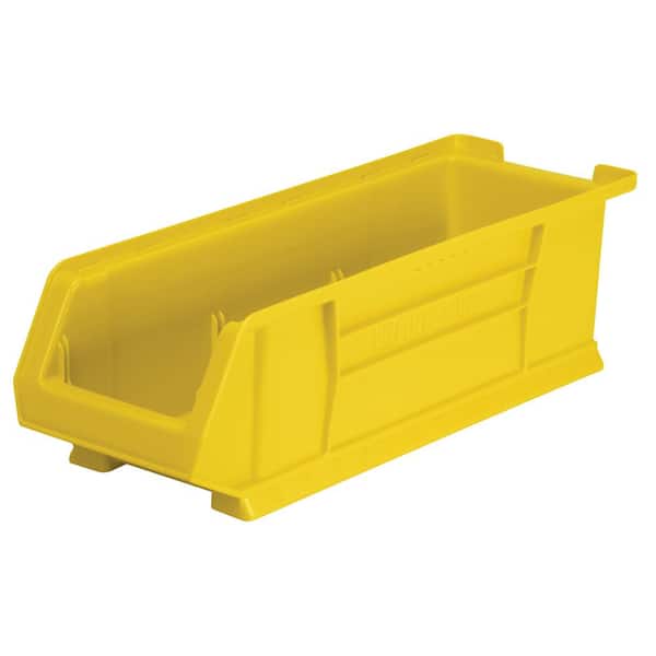 Akro-Mils Super-Size AkroBin 8.2 in. 200 lbs. Storage Tote Bin in Yellow with 3.5 Gal. Storage Capacity (4-Pack)