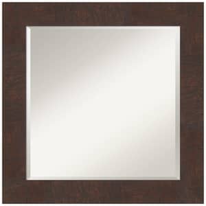 Medium Square Wildwood Brown Beveled Glass Casual Mirror (25.25 in. H x 25.25 in. W)
