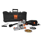 5 Amp 3-1/2 in. Plunge Cut Compact Circular Saw with Laser, Carrying Case and 3-Blades