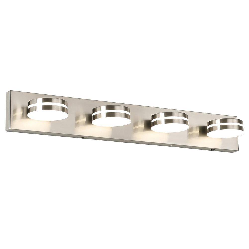 29.9 in. 4-Light Nickel Modern Dimmable LED Bathroom Vanity Light with Rotatable Heads, 5-Color Temperature Selectable price history on PriceWatchPro