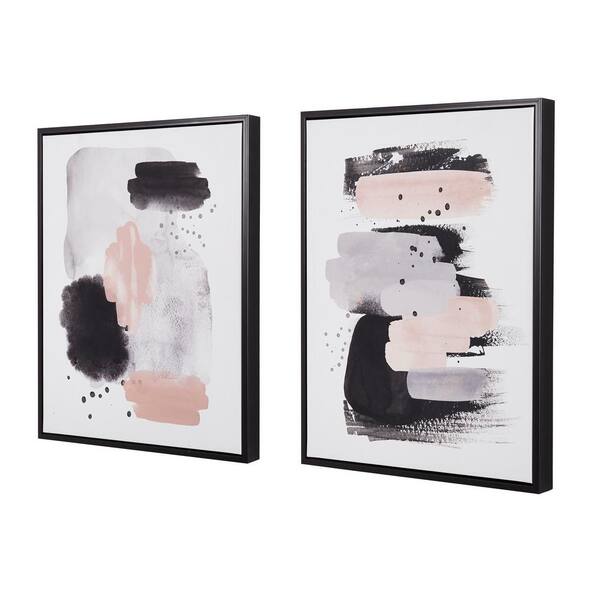 Elephant Grey and Blush Pink Collection Wall Art Prints - Set of 4