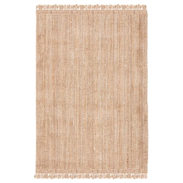 SAFAVIEH Natural Fiber Beige Doormat 2 ft. x 4 ft. Woven Frayed Area Rug