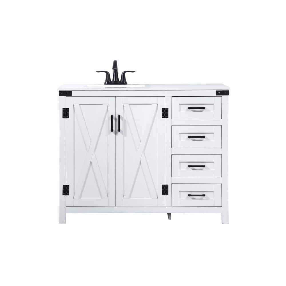Simply Living 42 in. W x 19 in. D x 34 in. H Bath Vanity in White with Ivor