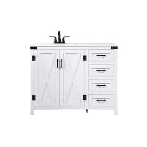 Simply Living 42 in. W x 19 in. D x 34 in. H Bath Vanity in White with Ivory White Engineered Marble Top