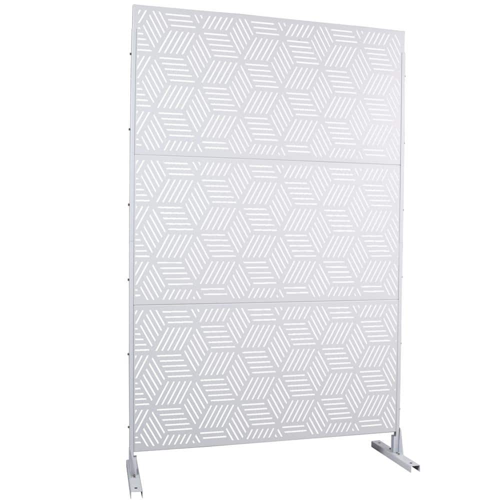 6.3 ft. H x 4 ft. W White Outdoor Privacy Screen Metal Garden Fence Decorat