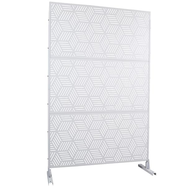 Unbranded 6.3 ft. H x 4 ft. W White Outdoor Privacy Screen Metal Garden Fence Decorative Privacy Screen Privacy Screen Panel