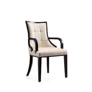 Fifth Avenue Cream and Walnut Faux Leather Dining Armchair