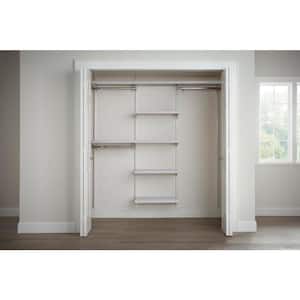 Genevieve 6 ft. White Adjustable Closet Organizer Long and Double Long Hanging Rods with 5 Shelves