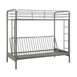 Willa Metal Twin Over Futon Bunk Bed, Silver