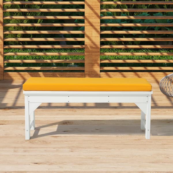 FadingFree Yellow Rectangle Outdoor Patio Bench Cushion 39.5 in. x 18.5 in. x 2.5 in.