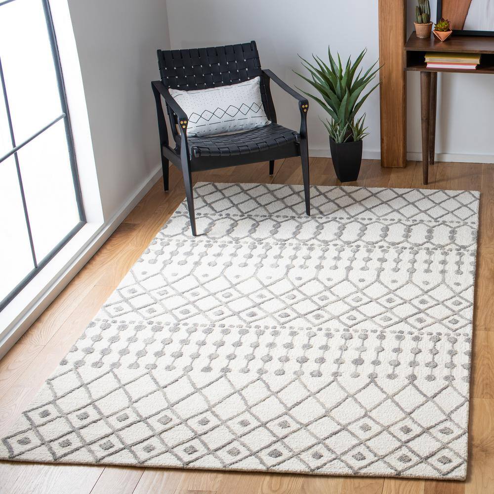 Gray Wool Handmade Tufted Rectangular 4' x 6' Rug