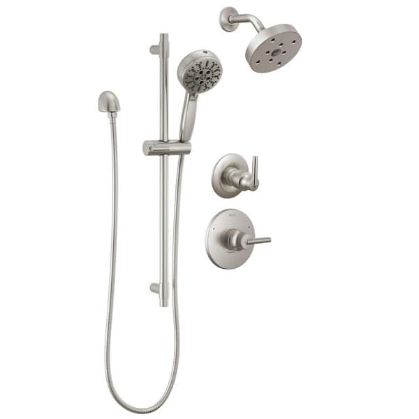 Trinsic 2-Handle 8-Spray Shower Faucet 1.75 GPM with Hand Shower and Pressure Balance in Stainless