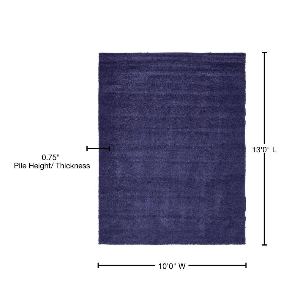 Navy Blue Solid Synthetic Rectangular Rug for Indoor Use