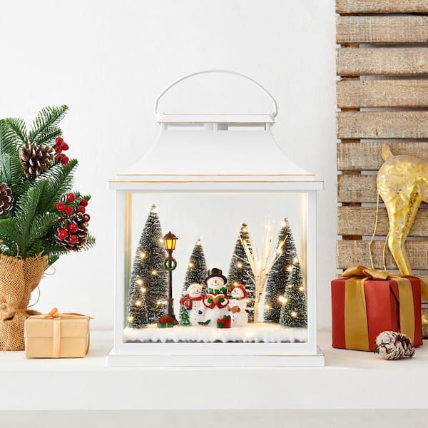 DANYA B Tabletop White Christmas Holiday Winter Scene Diorama