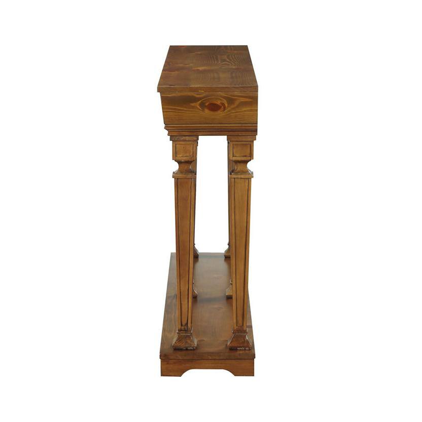 72" Oak Wood Console Table with Storage Shelf