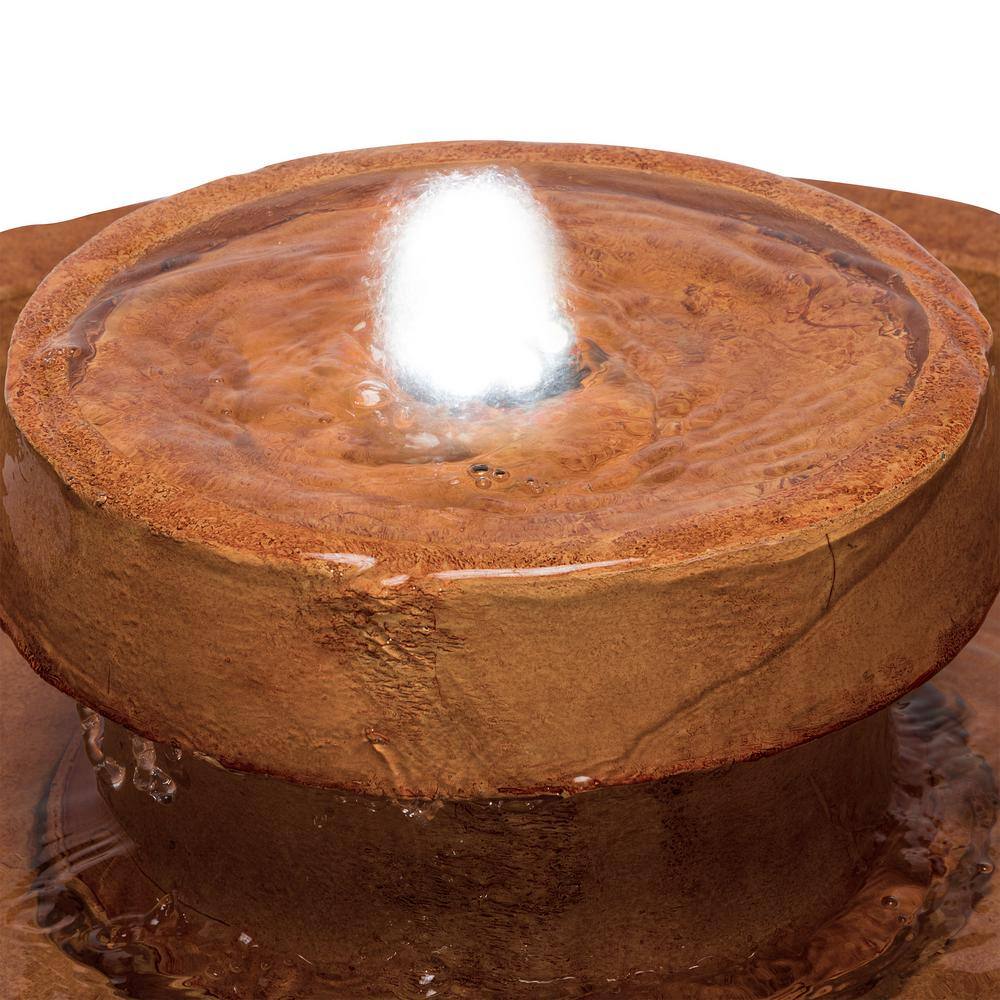 Classic Brown 20" Bird Bath Fountain with LED Light