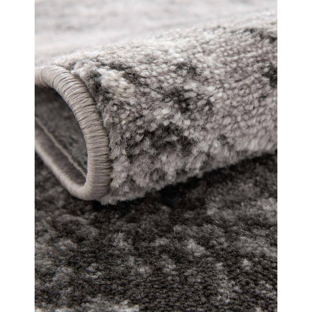 Dark Gray Geometric Pattern Low Pile Area Rug