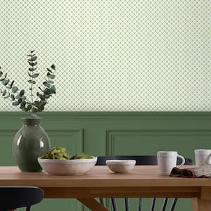 Wickerwork Leaf Green Non-Woven Paste the Wall Removable Wallpaper