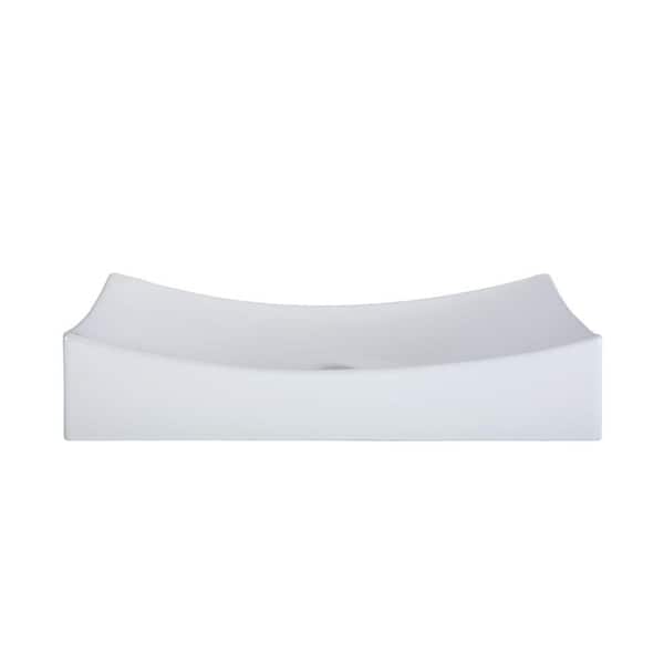 RYVYR Above Counter Rectangular Vitreous China Vessel Sink in White