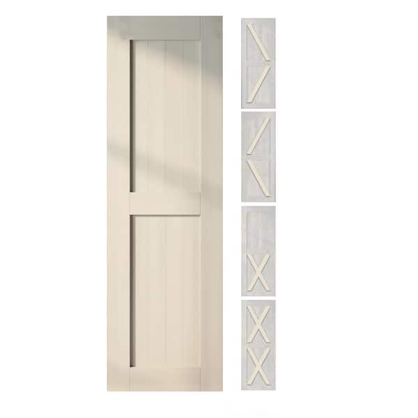 HOMACER 28 in. x 80 in. 5 in. 1 Design Tinsmith Gray Solid Natural Pine Wood Panel Interior Sliding Barn Door Slab Frame