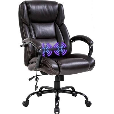 Brown Office Chair Ergonomic Desk Chair Computer Chair with Lumbar Support Adjustable Armrest Task Chair Rolling Swivel PU Leather Executive Chair