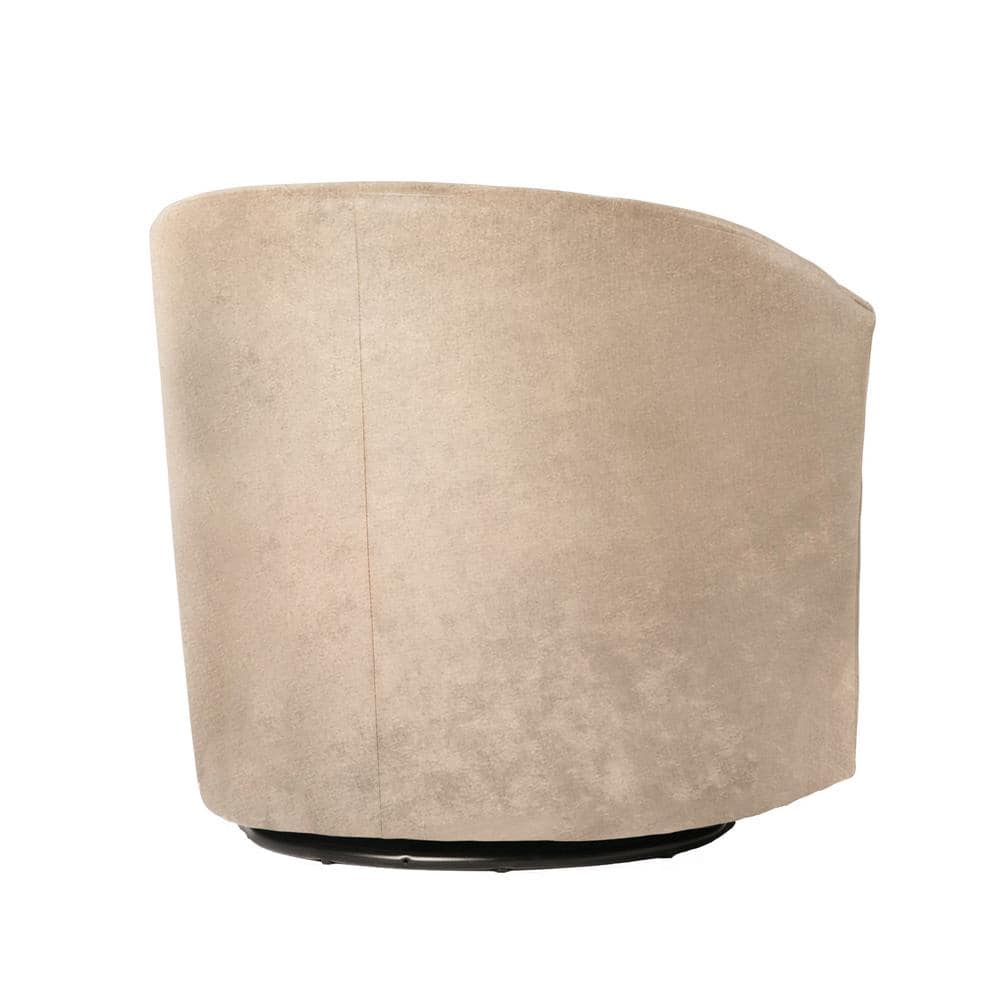 Elizabeth Beige Sand Microfiber Barrel Swivel Accent Chair