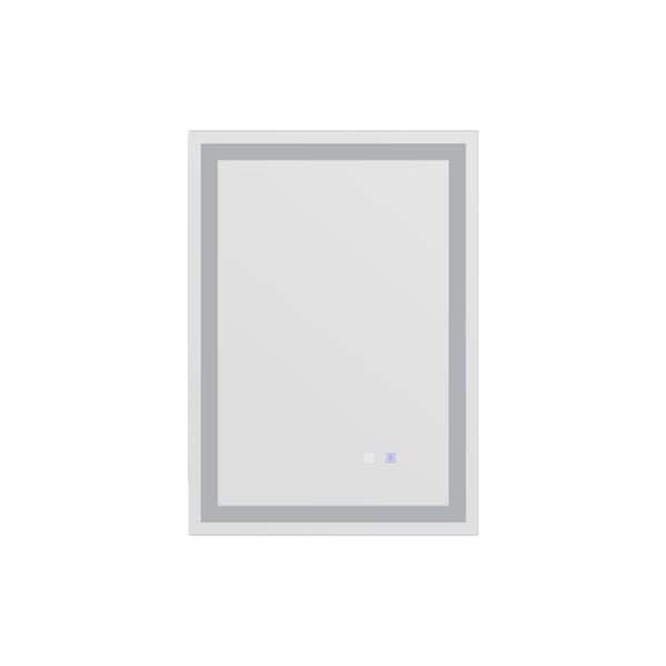 Amucolo 20 in. W x 28 in. H Rectangular Frameless Wall Mounted Bathroom Vanity Mirror with Stepless Dimmer and Anti-Fog