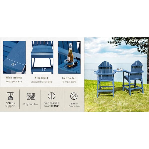 LUE BONA Linda Navy Blue Tall Weather Resistant Outdoor Adirondack