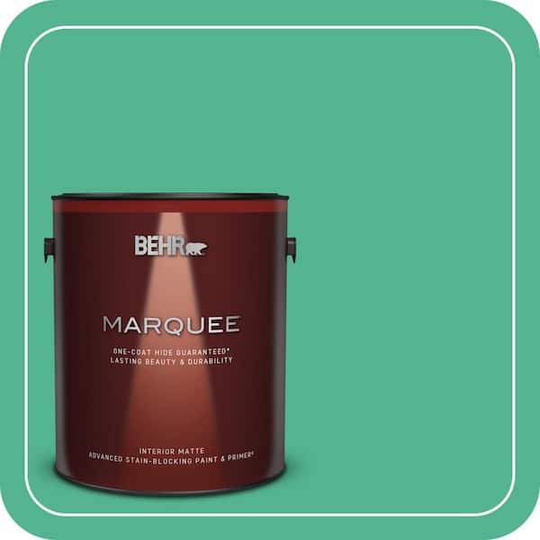 BEHR MARQUEE 1 gal. #MQ4-16 Aruba Green One-Coat Hide Matte Interior Paint & Primer