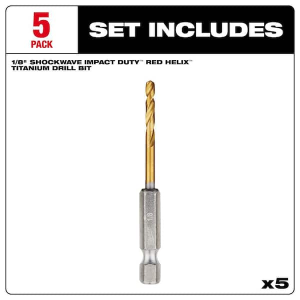 Milwaukee SHOCKWAVE 1/8 in. Titanium Twist Drill Bit (5-Pack) 48