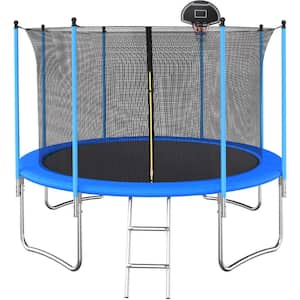 10 ft. Outdoor Trampoline with Basketball Hoop and Safety Net