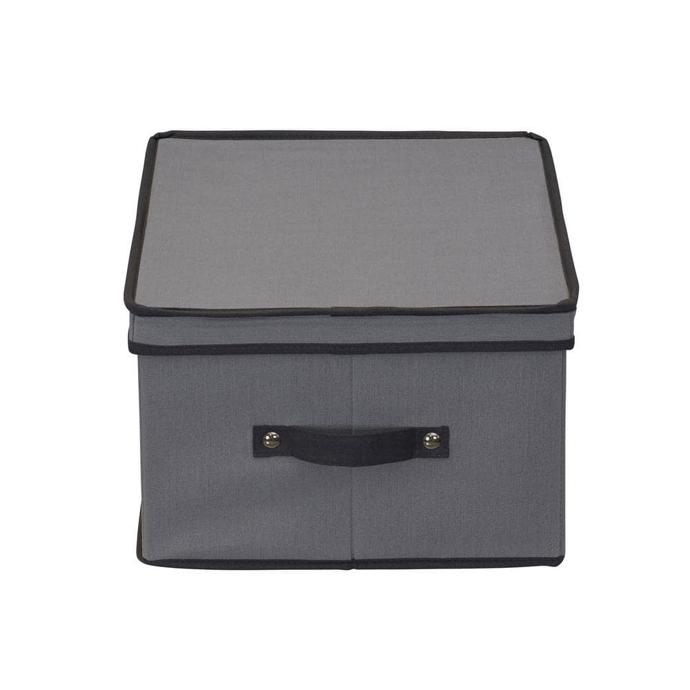Gray Collapsible Plastic Wine Glass Storage Bin with Window