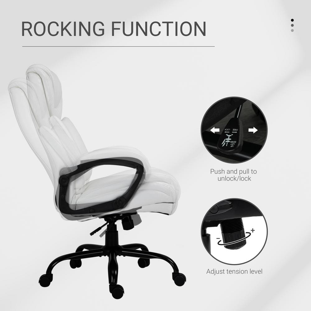 White Faux Leather High Back Executive Swivel Office Chair