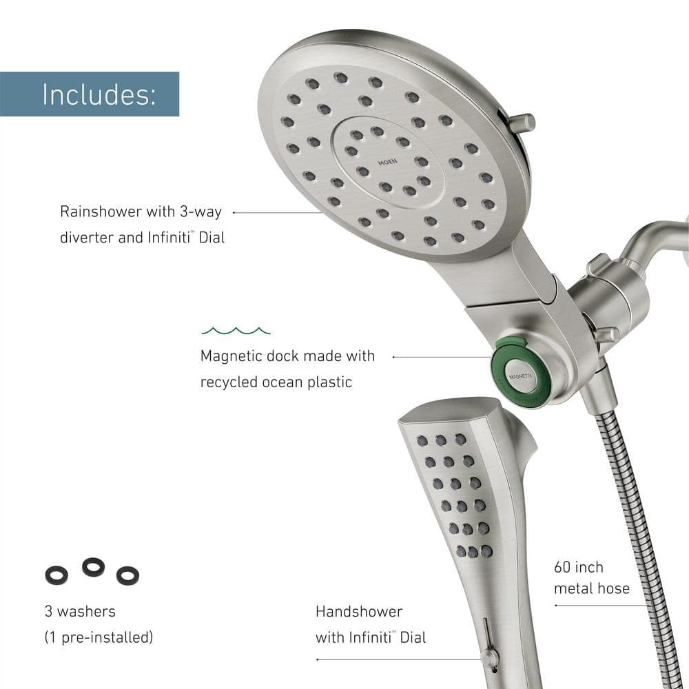 Nickel Dual-Head Rain and Handheld Shower System